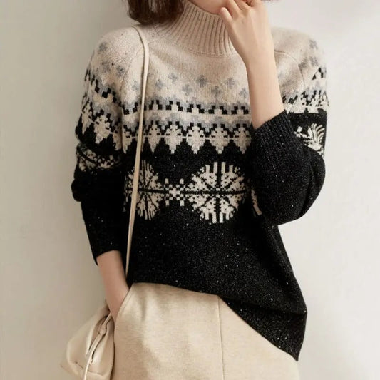 Ceralyn Suéter Navidad Mujer | Suéter de Invierno con Cuello Alto