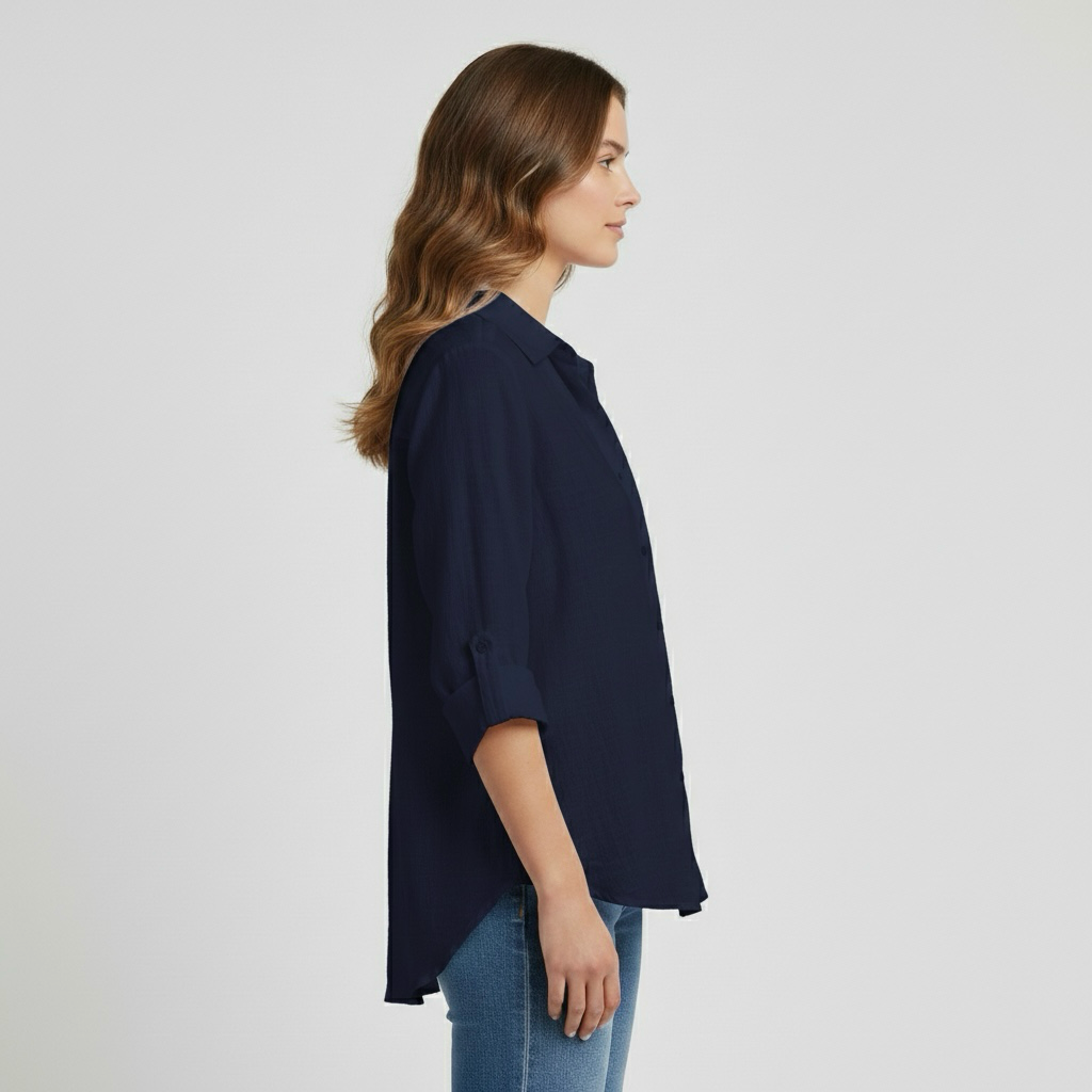 Camicia da donna a taglio comodo con bottoni per tutti i giorni