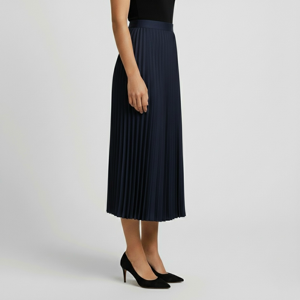 Falda midi plisada clásica para uso diario y oficina