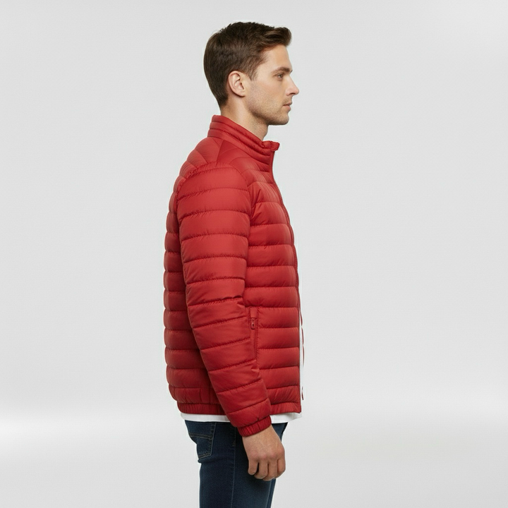 Geacă matlasată ușoară pentru bărbați cu guler înalt pentru iarnă