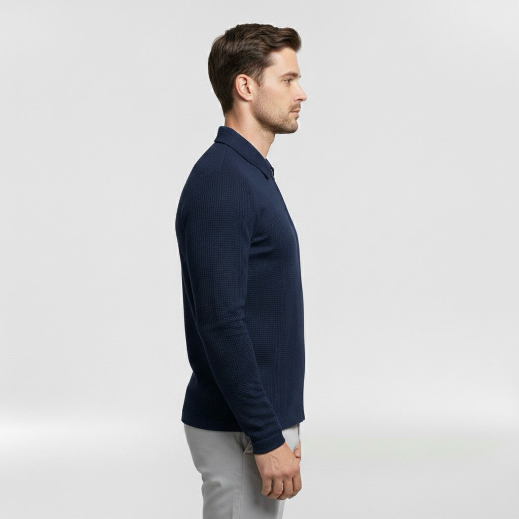 Pánský svetr na zip s vysokým límcem pro každodenní vrstvení