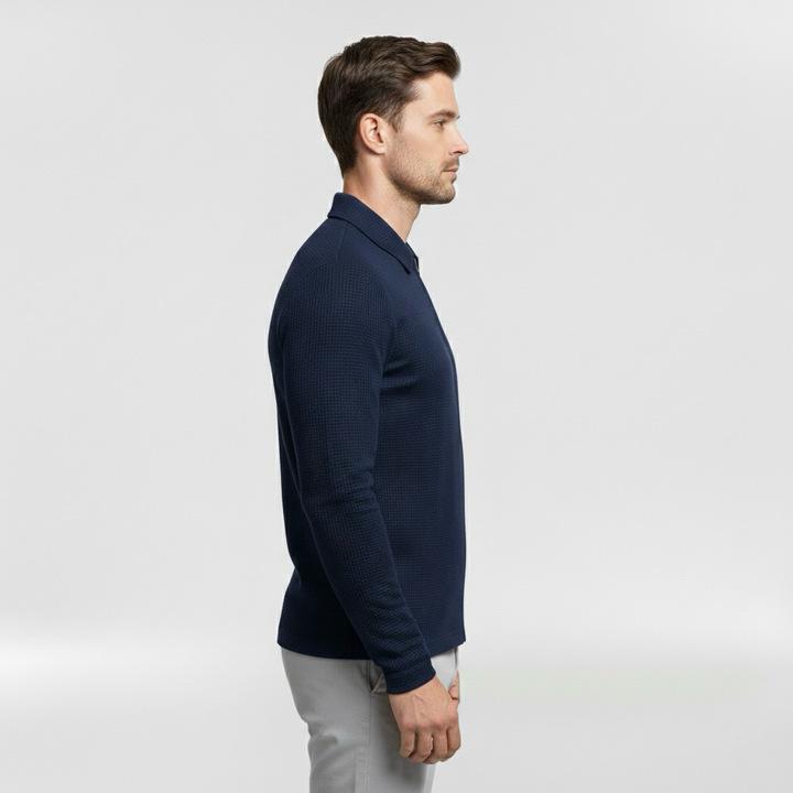 Pánský svetr na zip s vysokým límcem pro každodenní vrstvení
