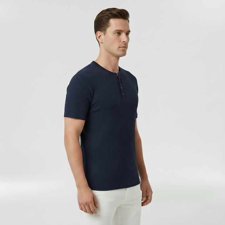Κοντομάνικη μπλούζα Henley για άντρες με κουμπιά