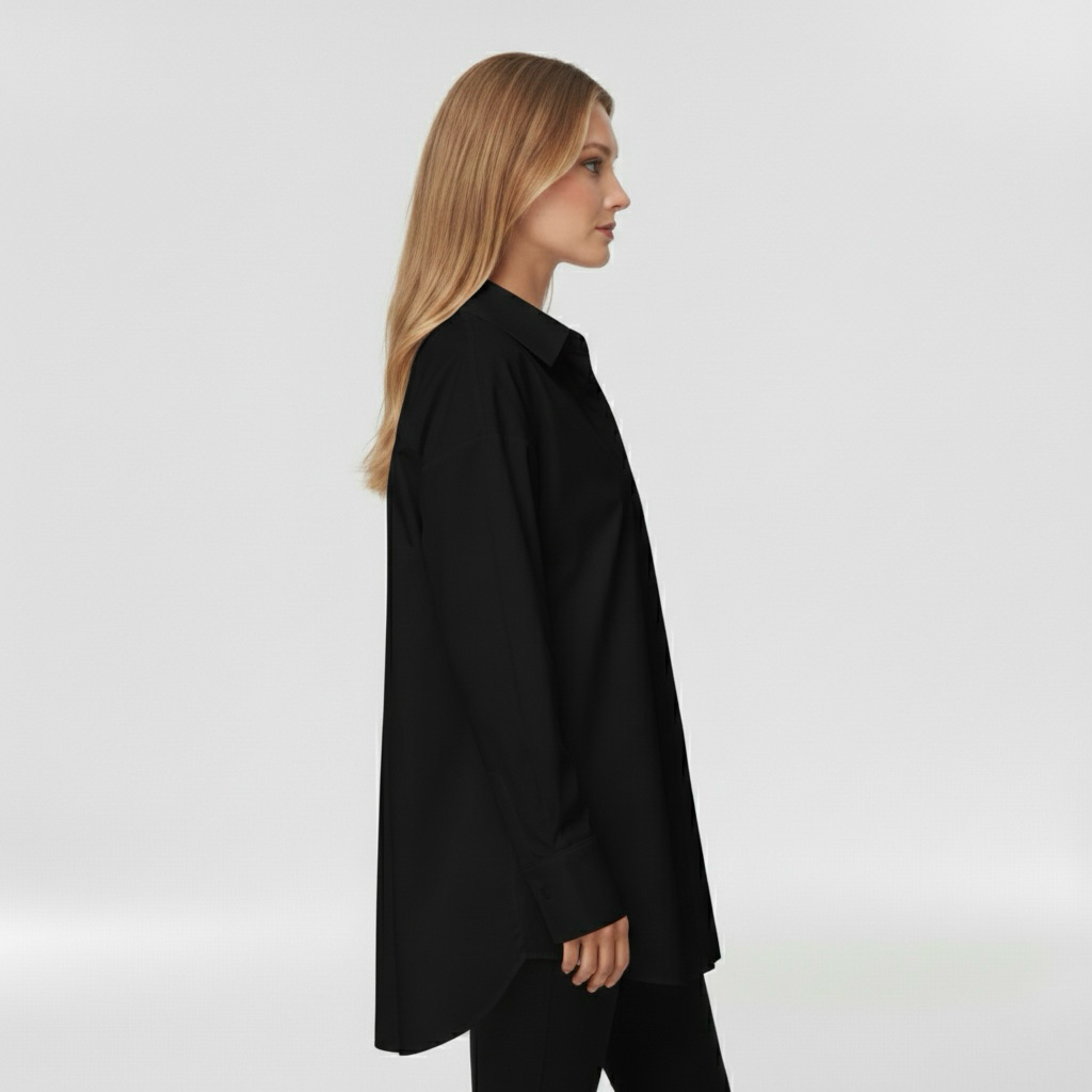 Camicia con bottoni da donna a maniche lunghe per l'ufficio