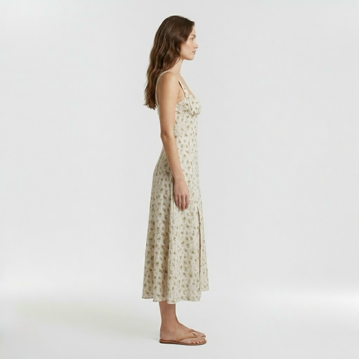 Vestido midi de tirantes con abertura lateral para mujer