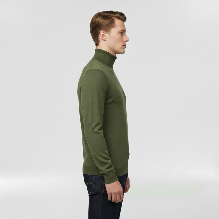 Pánský pletený svetr s vysokým límcem, teplý, elegantní a ležérní na zimu