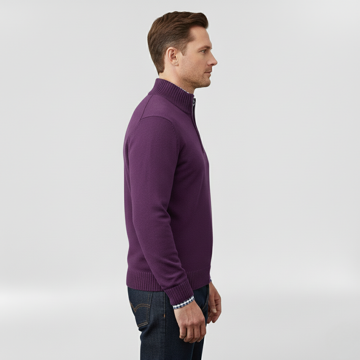 Pánský svetr se středním zipem pro vrstvení a každodenní nošení