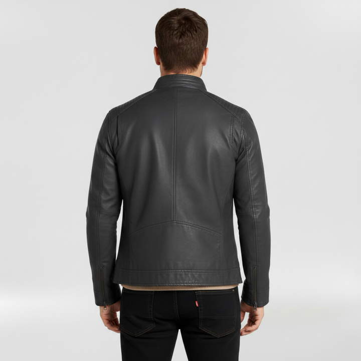 Pánská kožená bunda se zapínáním na zip pro každodenní běžné nošení