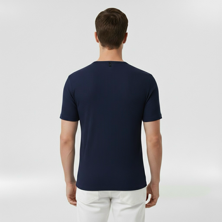 Κοντομάνικη μπλούζα Henley για άντρες με κουμπιά