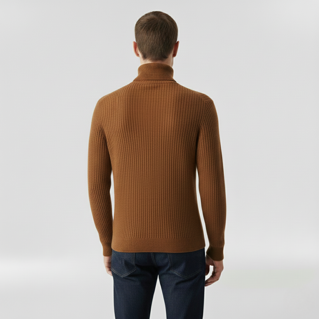 Gerippter Rollkragenpullover für Herren für Herbst und Winter im Alltag
