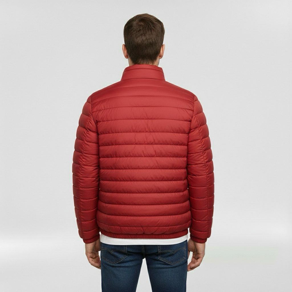 Geacă matlasată ușoară pentru bărbați cu guler înalt pentru iarnă