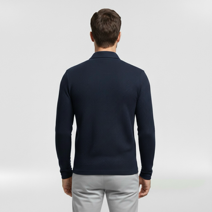 Pánský svetr na zip s vysokým límcem pro každodenní vrstvení