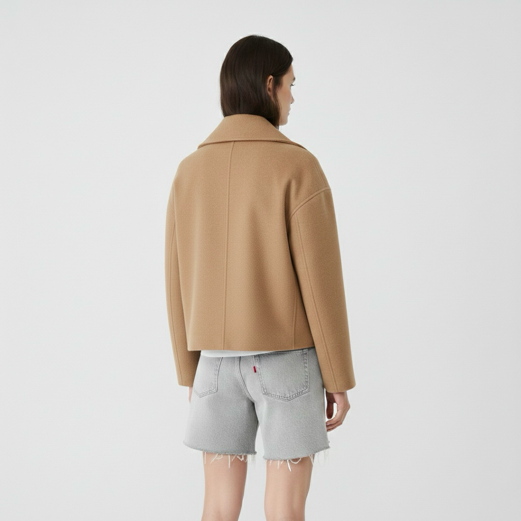 Cappotto lungo da donna con doppia abbottonatura frontale per l'inverno