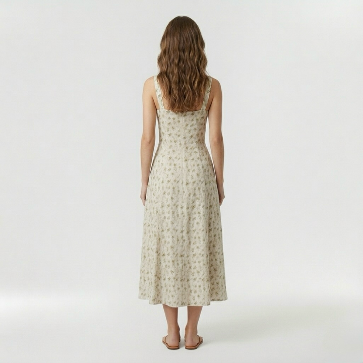 Vestido midi de tirantes con abertura lateral para mujer