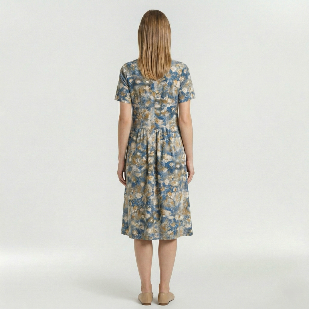 Vestido midi floral de manga corta para mujer diario