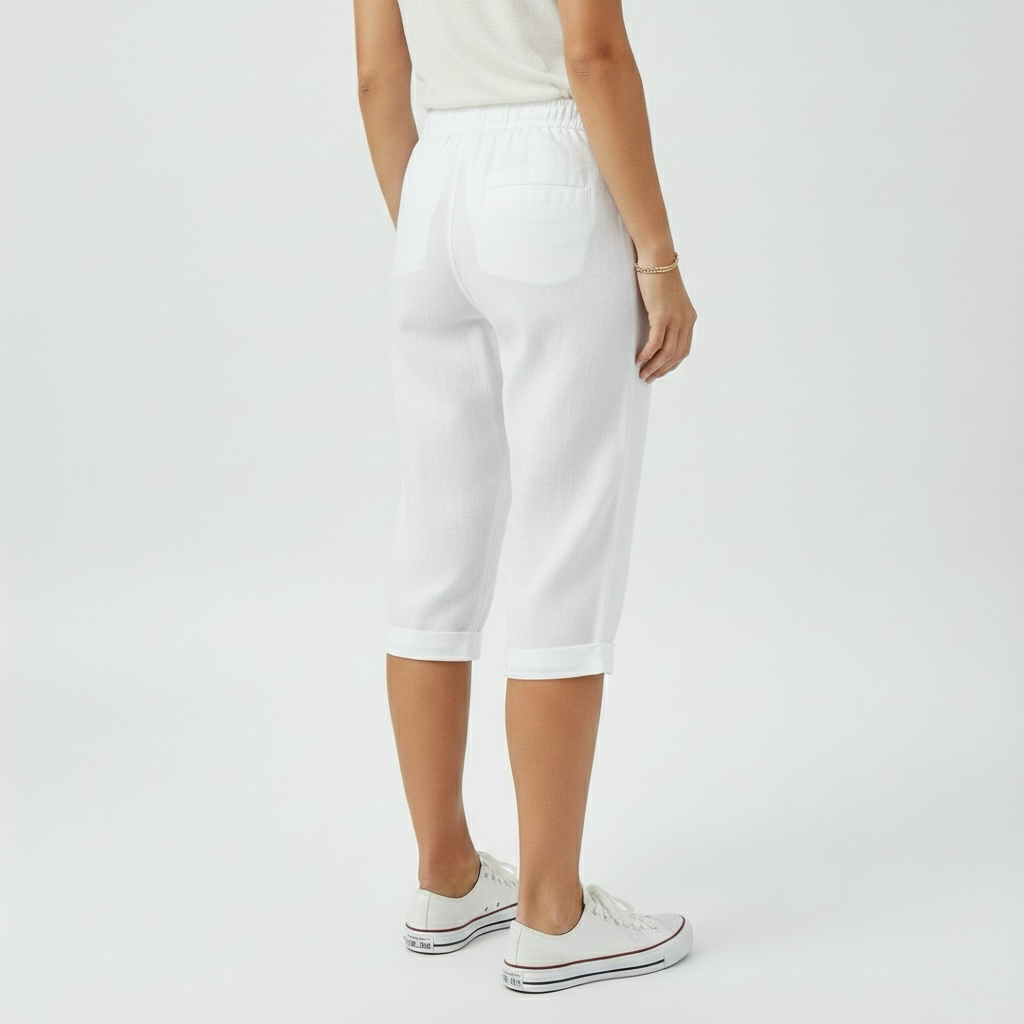 Pantaloncini informali al ginocchio con cordoncino da donna