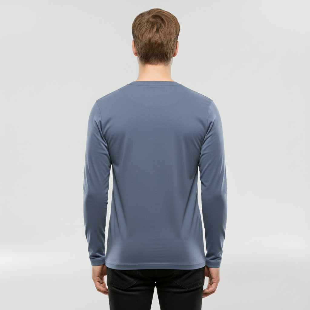 Męska koszulka z długim rękawem i okrągłym dekoltem na co dzień i do warstwowania