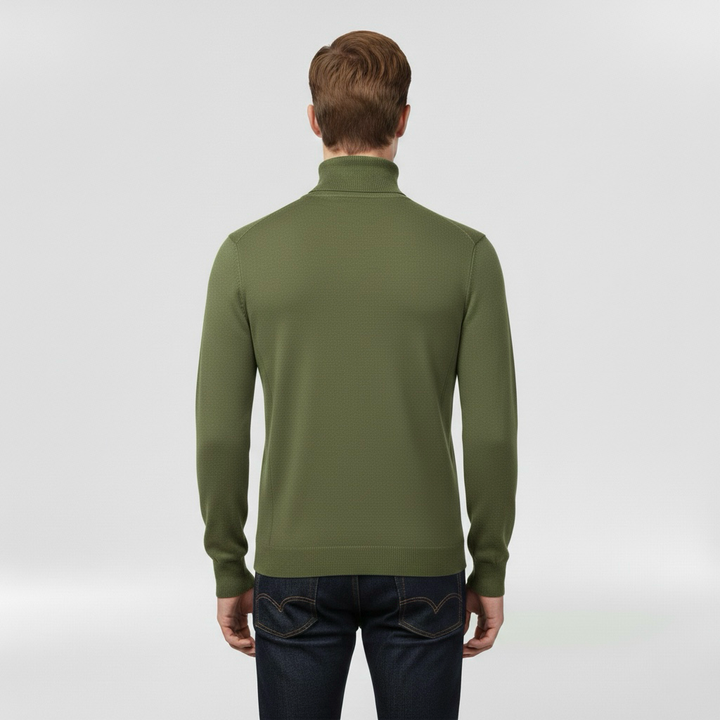 Pánský pletený svetr s vysokým límcem, teplý, elegantní a ležérní na zimu