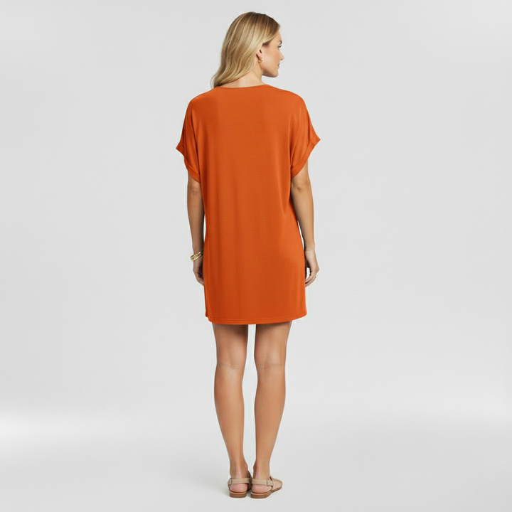 Dámské šaty s výstřihem do V a krátkým rukávem pro příležitostné nošení v létě