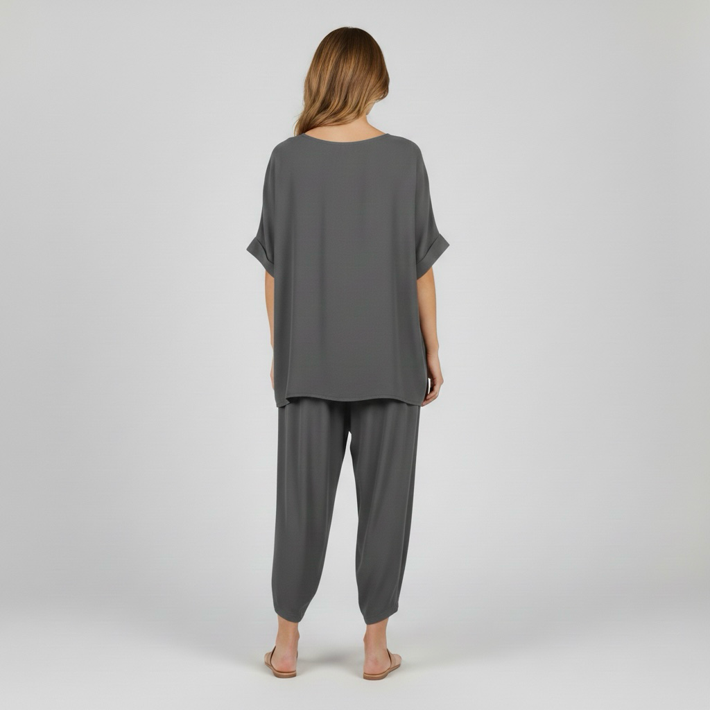 Pohodlná dvoudílná souprava pro ženy, top a volné kalhoty