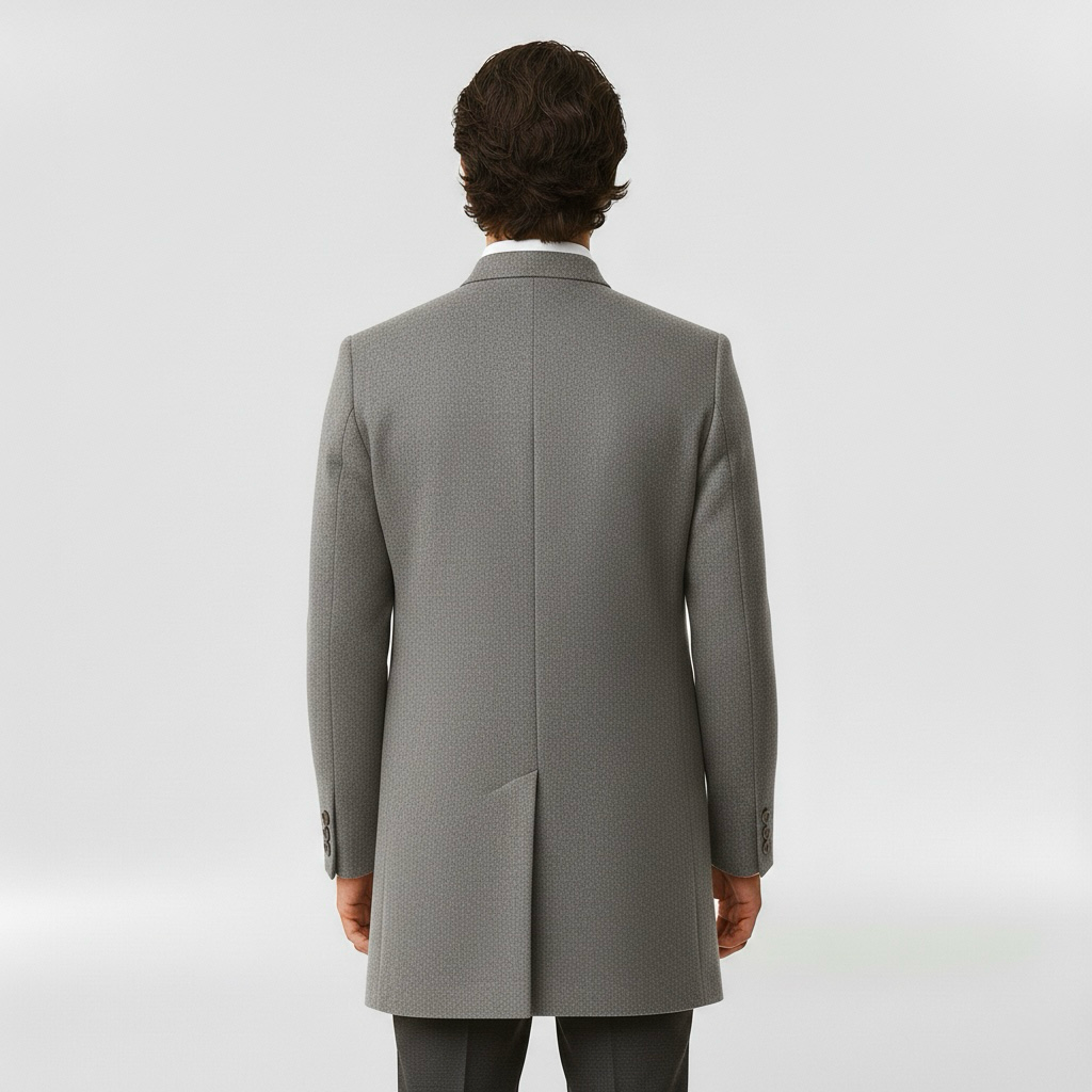 Men's coat with single front button fastening for winter