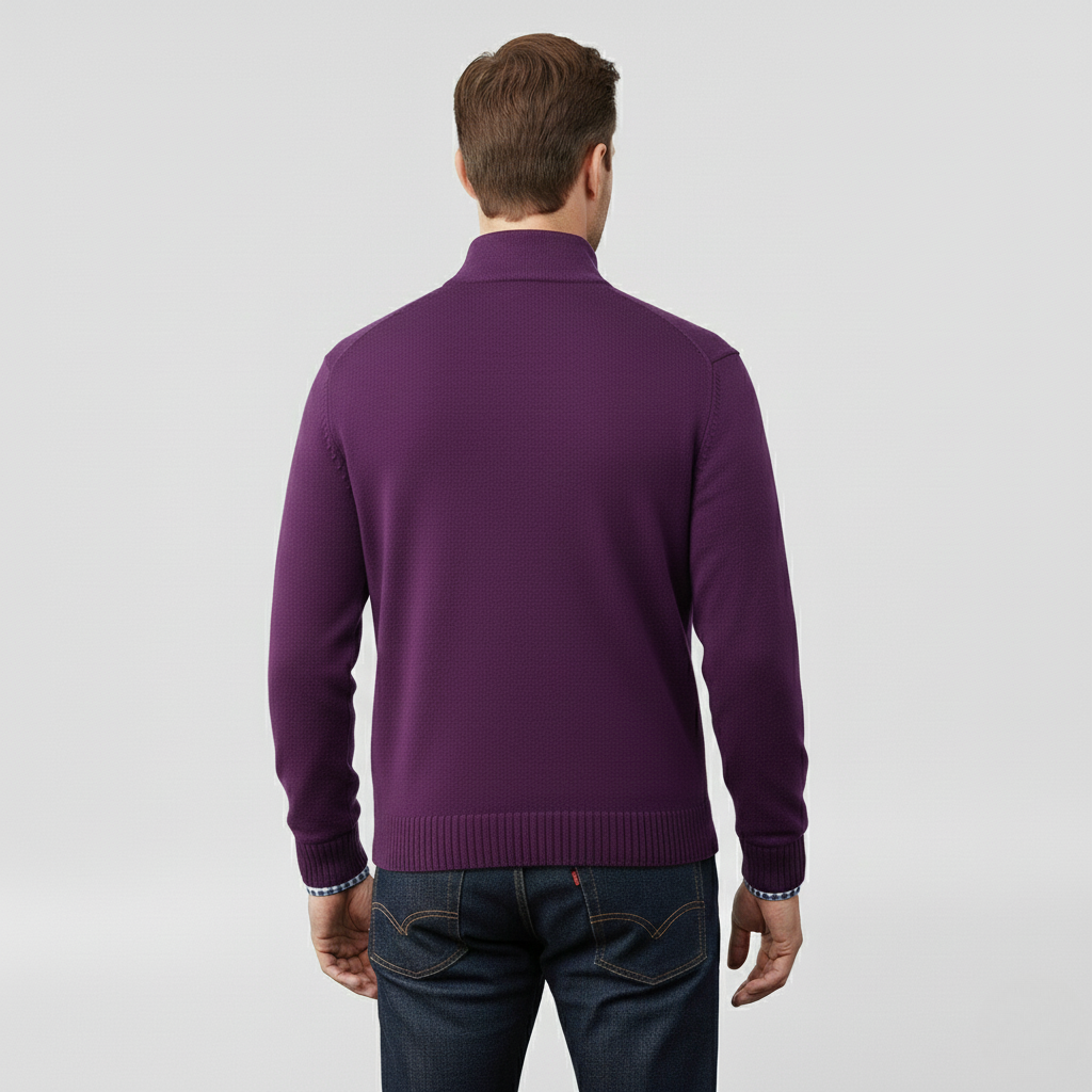 Pánský svetr se středním zipem pro vrstvení a každodenní nošení