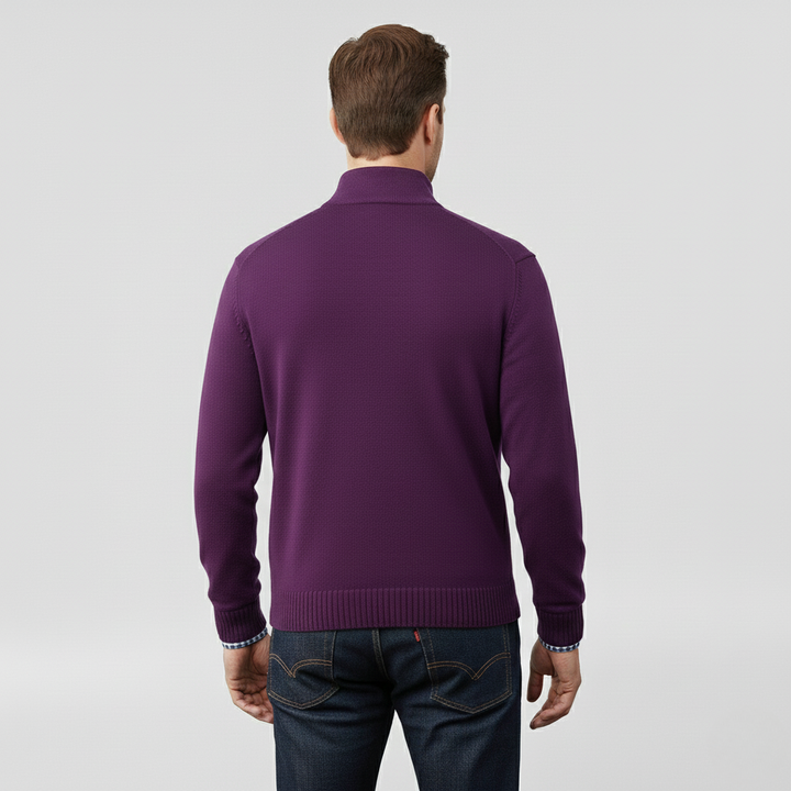 Pánský svetr se středním zipem pro vrstvení a každodenní nošení