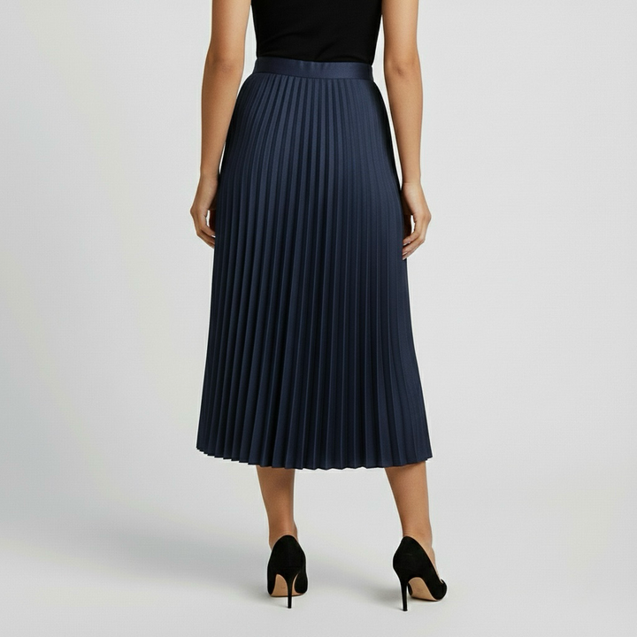 Falda midi plisada clásica para uso diario y oficina