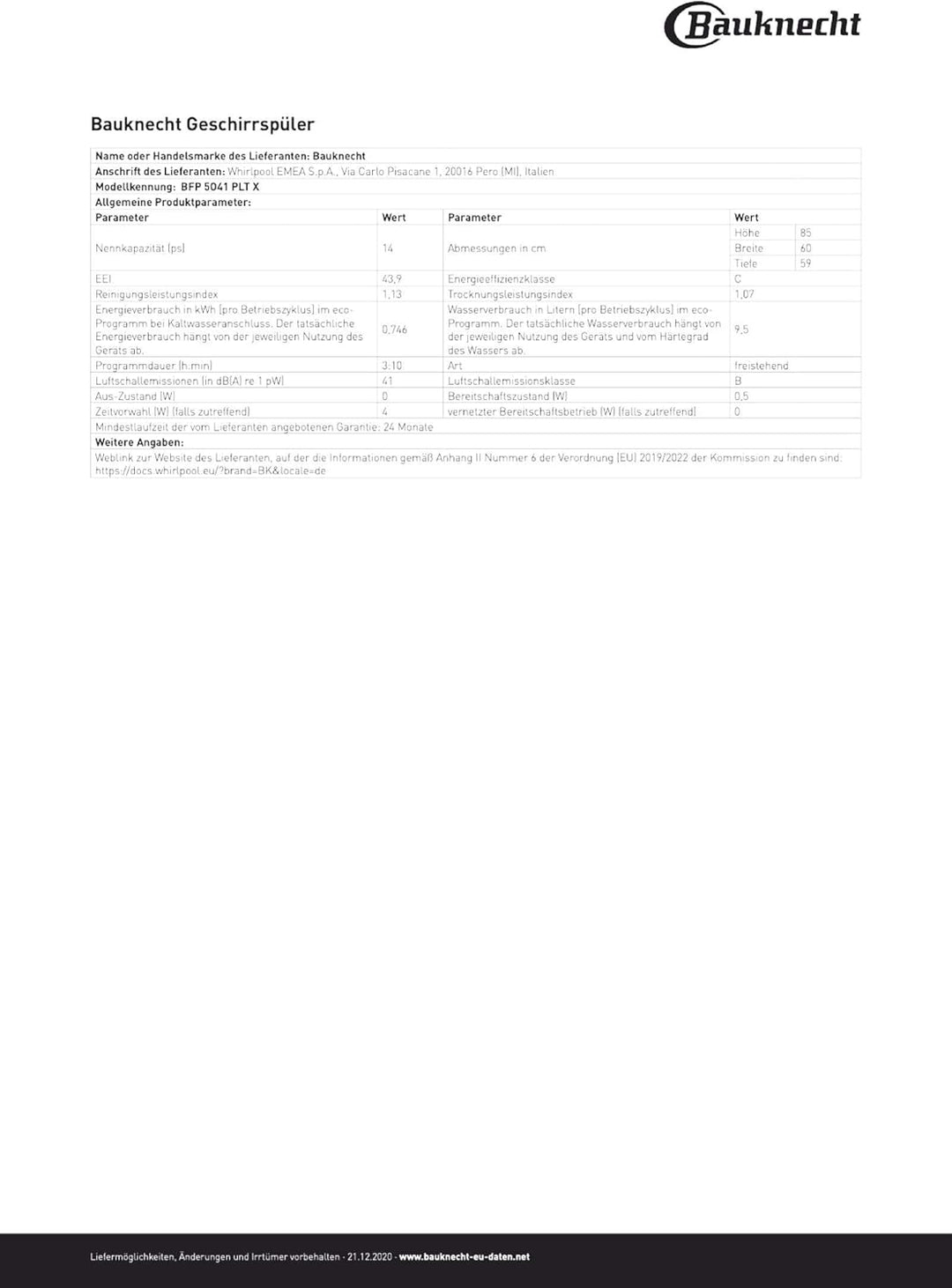 Bauknecht B7F HP43 XA Freistehender Geschirrspüler/ 60 CM/ 15 Maßgedecke/PowerClean Pro-Effektive Hochdruckdüsen/Natural Dry-Automatische Türoffnung-Bessere Trocknung/Maxi Space-Mehr Innenraum