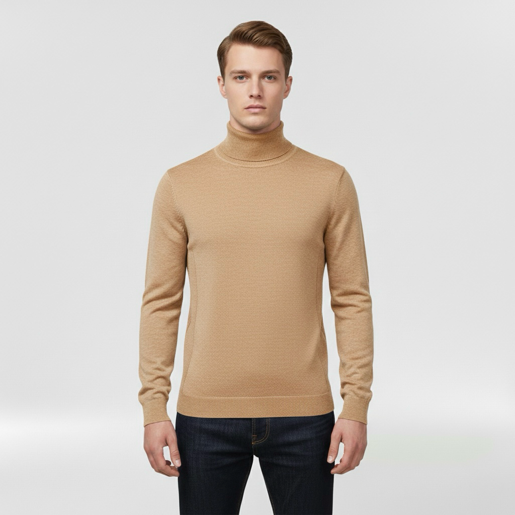Pánský pletený svetr s vysokým límcem, teplý, elegantní a ležérní na zimu