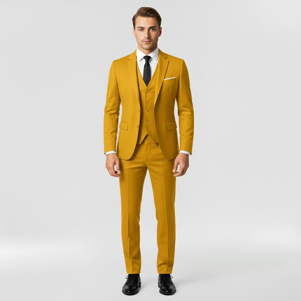 Férfi 3 részes formális öltöny zakóval, mellénnyel és nadrággal