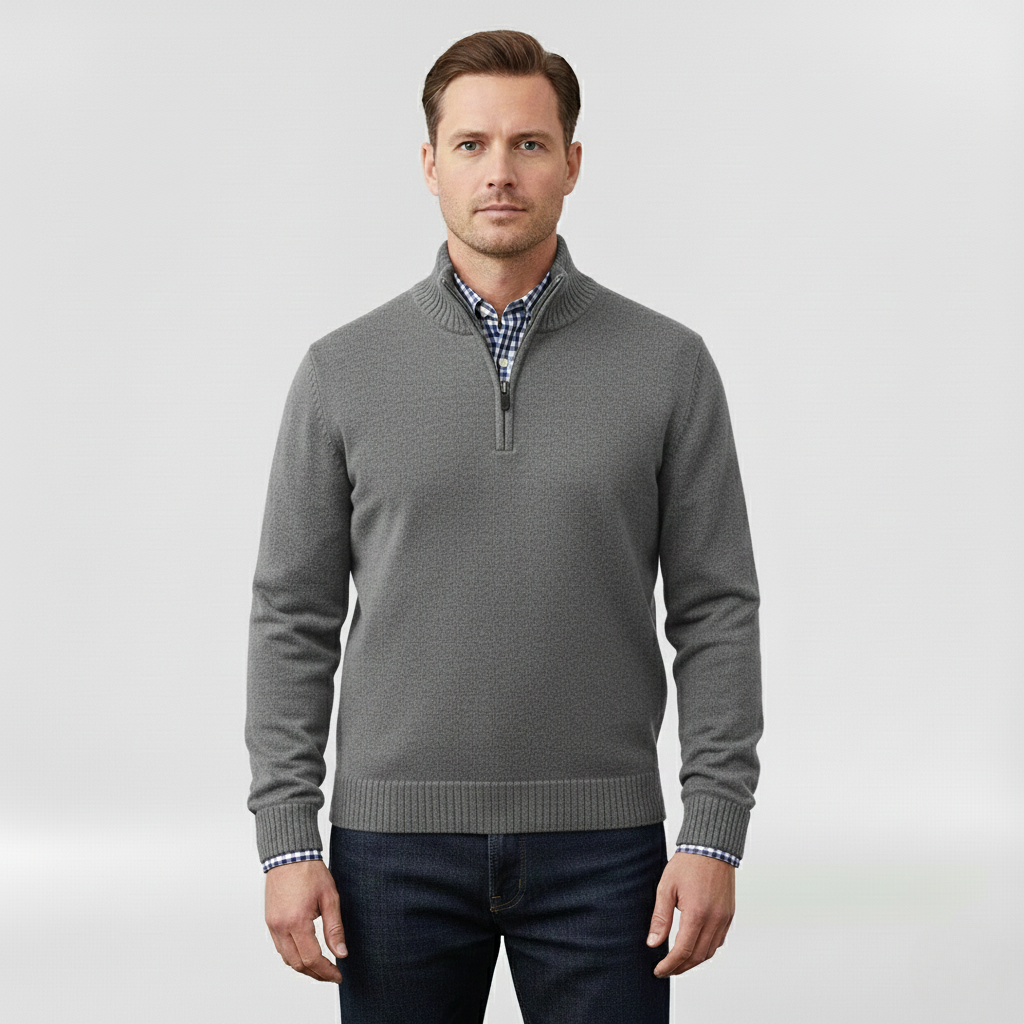 Pánský svetr se středním zipem pro vrstvení a každodenní nošení