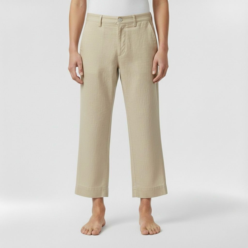 Pánské lněné kalhoty rovného střihu pro každodenní nošení