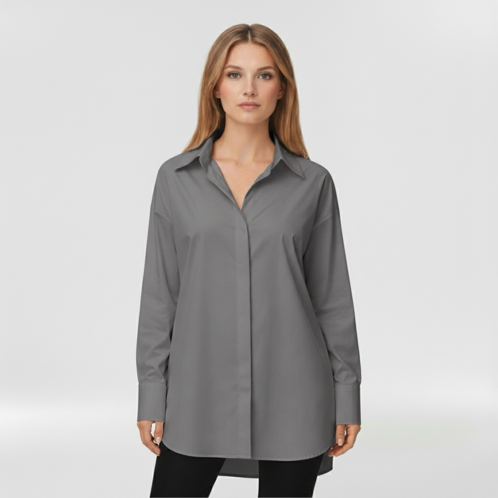 Camicia con bottoni da donna a maniche lunghe per l'ufficio