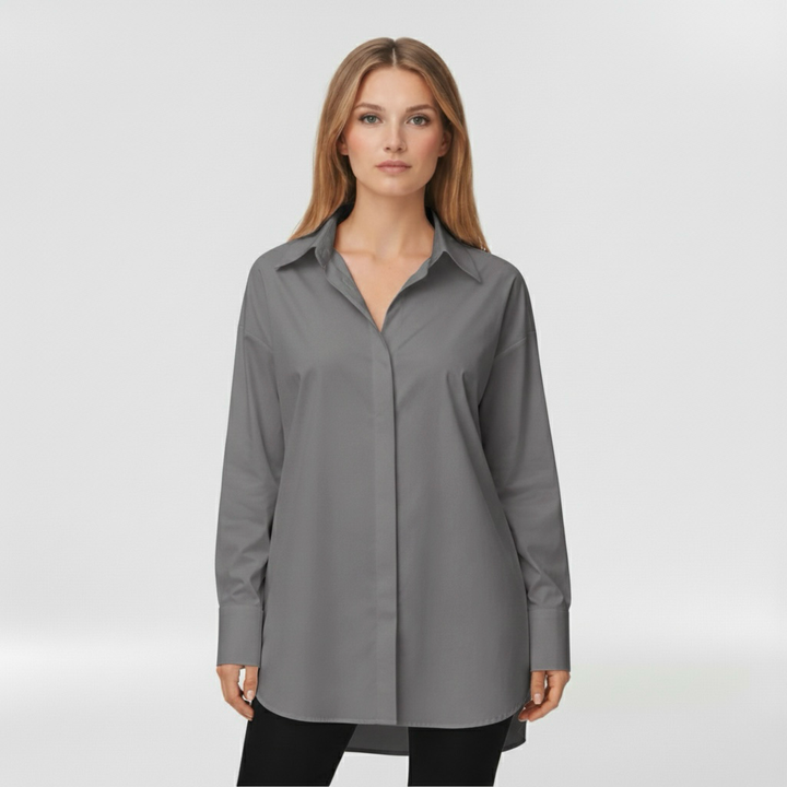 Camicia con bottoni da donna a maniche lunghe per l'ufficio