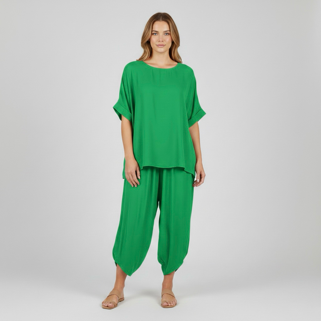 Pohodlná dvoudílná souprava pro ženy, top a volné kalhoty