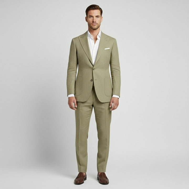 Costume en lin 2 pièces pour homme avec veste croisée pour mariages