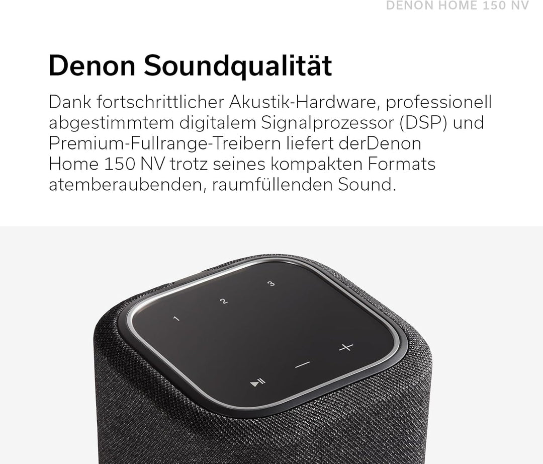 Denon Home 150 Multiroom-Lautsprecher, HiFi Lautsprecher mit HEOS Built-in, Alexa integriert, WLAN, Bluetooth, USB, AirPlay 2, Hi-Res Audio, schwarz