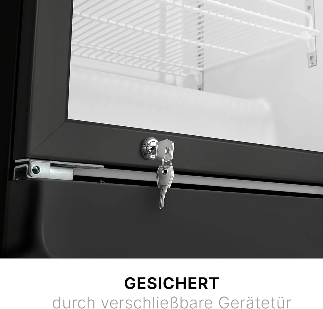 Bomann Kühlschrank mit Glastür | Getränkekühlschrank abschließbar | 6 höhenverstellbare Ablagen | 30kg je Ablage | 347 Liter | Kühlschrank groß | Flaschenkühlschrank m. LED-Licht | KSG 7351 schwarz