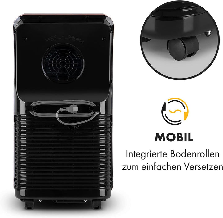 Klarstein Mobile Klimaanlage mit Abluftschlauch, 4-in-1 Klimagerät mit Ventilator, Luftentfeuchter & Nachtmodus, Kleine & Portable Klimaanlage für Wohnung & Büro, App-Steuerung, 12000 BTU