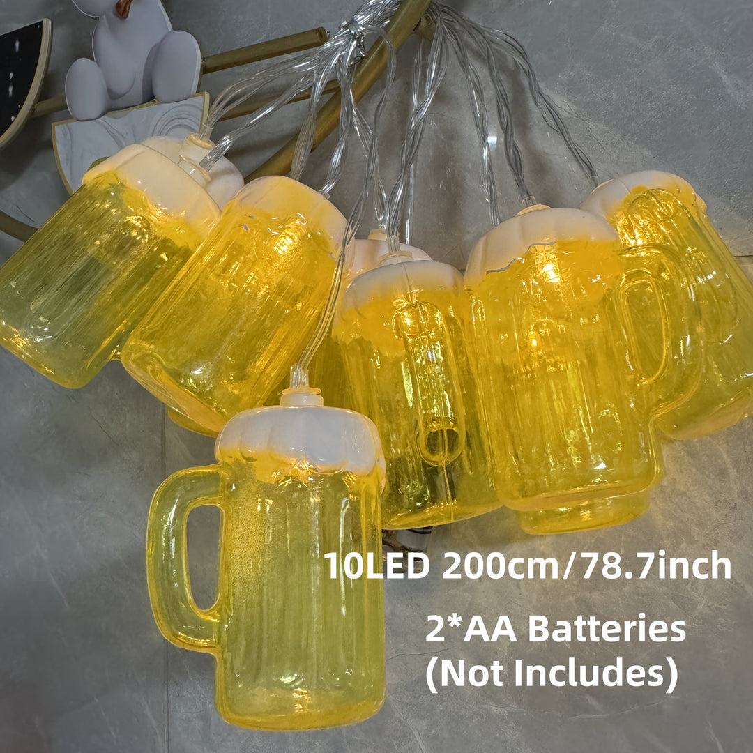 Pack de 2 Guirnaldas de Luces LED con Forma de Jarra de Cerveza – Oktoberfest 2025