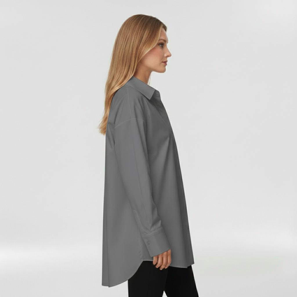 Camicia con bottoni da donna a maniche lunghe per l'ufficio