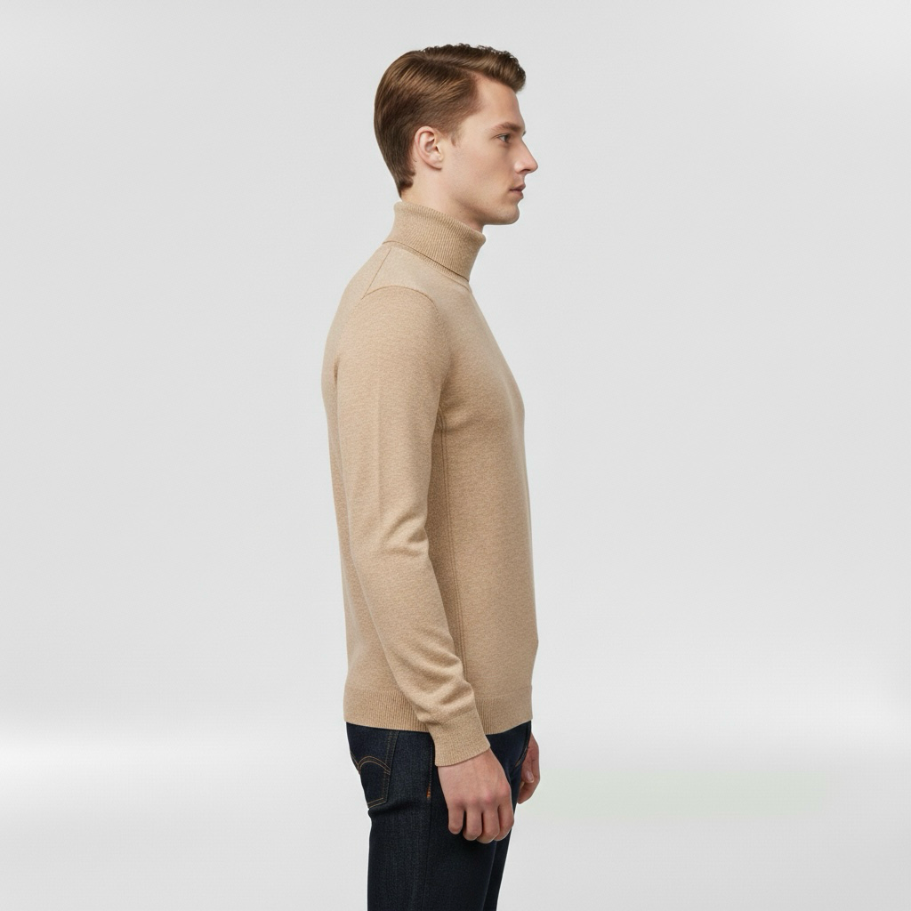 Pánský pletený svetr s vysokým límcem, teplý, elegantní a ležérní na zimu