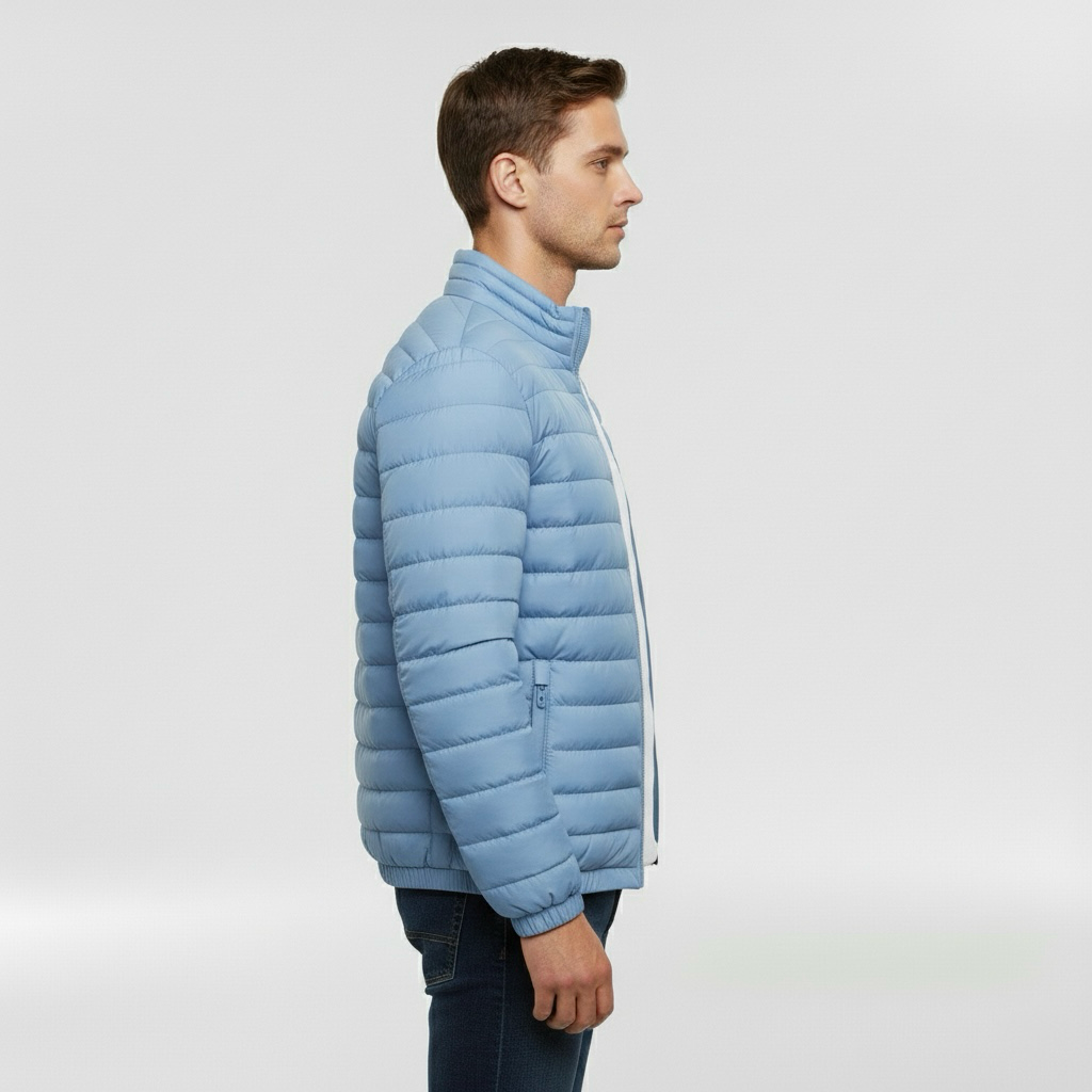 Geacă matlasată ușoară pentru bărbați cu guler înalt pentru iarnă