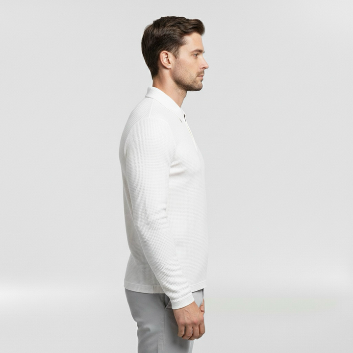 Pánský svetr na zip s vysokým límcem pro každodenní vrstvení