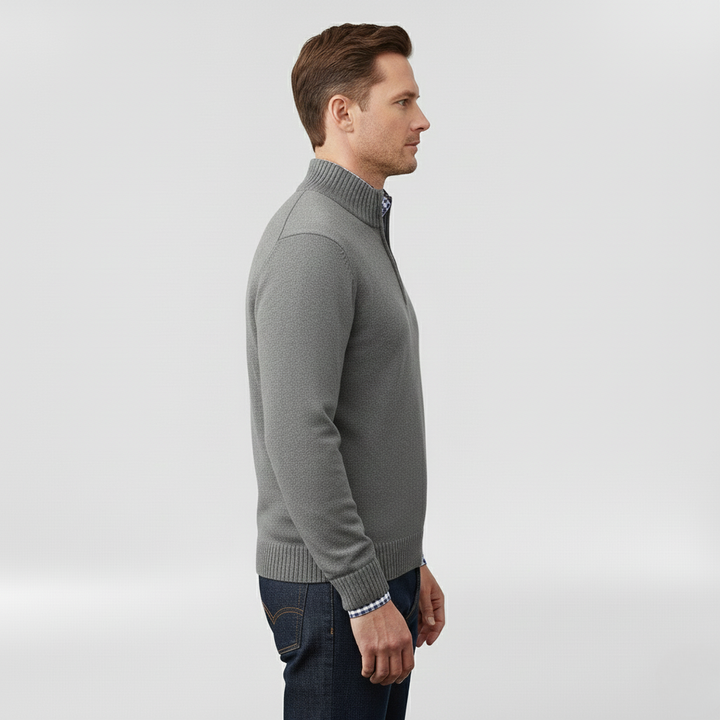 Pánský svetr se středním zipem pro vrstvení a každodenní nošení