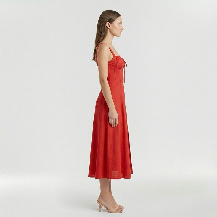 Vestido midi de tirantes con abertura lateral para mujer