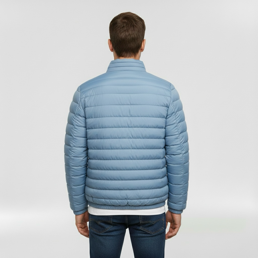 Geacă matlasată ușoară pentru bărbați cu guler înalt pentru iarnă