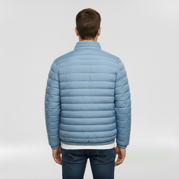 Geacă matlasată ușoară pentru bărbați cu guler înalt pentru iarnă