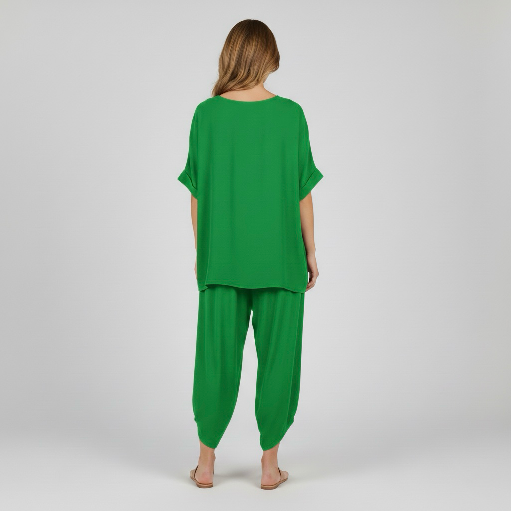 Pohodlná dvoudílná souprava pro ženy, top a volné kalhoty